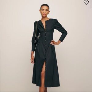 NWT Reformation Halia Black Button-Down Dress
